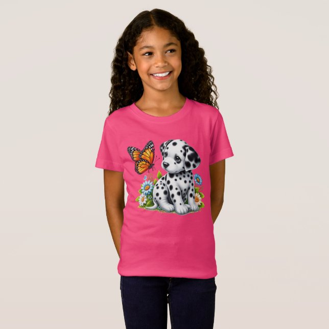 Cute Dalmatian/Butterfly friends T-Shirt (Front Full)