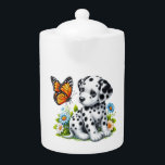 Cute Dalmatian/Butterfly friends Teapot<br><div class="desc">.</div>