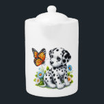 Cute Dalmatian/Butterfly friends Teapot<br><div class="desc">.</div>