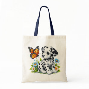 Cute Dalmatian/Butterfly friends Tote Bag