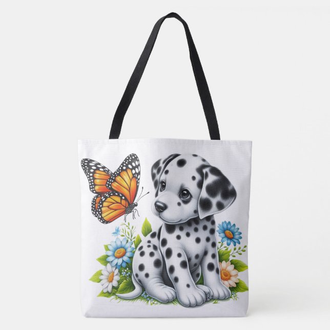 Cute Dalmatian/Butterfly friends Tote Bag (Front)