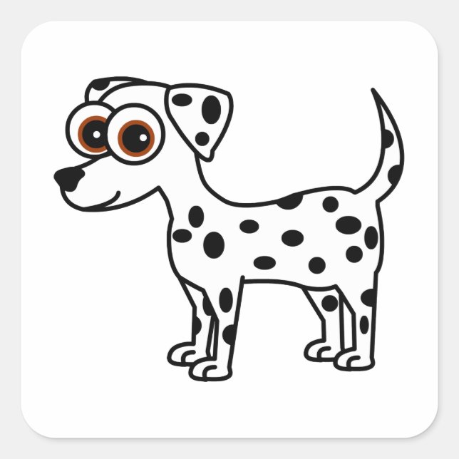 Cute Dalmatian Cartoon Square Sticker (Front)