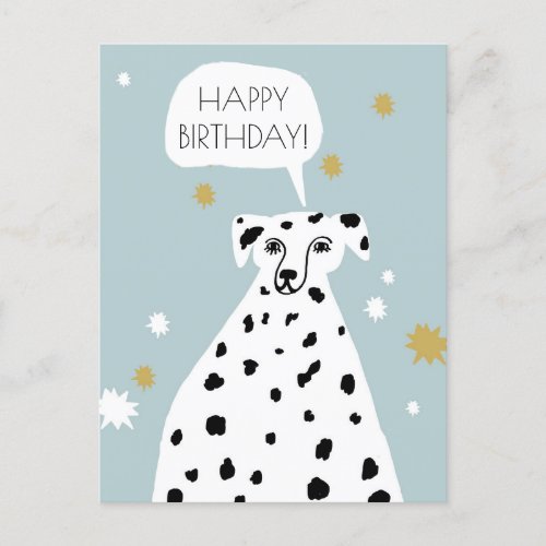 Cute Dalmatian Dog Abstract Art Happy Birthday Postcard
