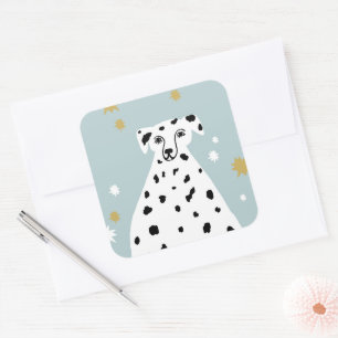 Cute Dalmatian Dog Abstract Illustration Art Square Sticker