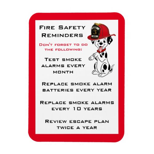 Cute Dalmatian Dog Fire Safety Reminders Magnet