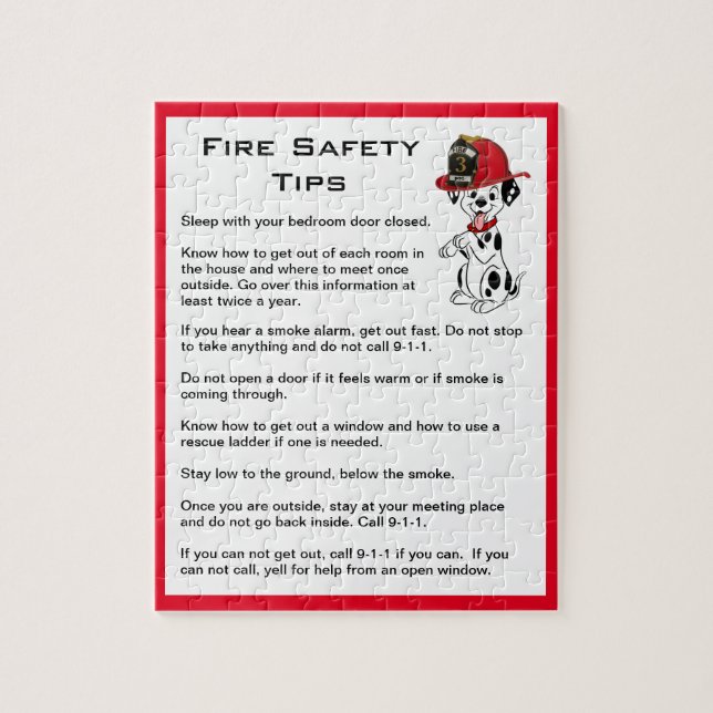 Cute Dalmatian Dog Fire Safety Tips Jigsaw Puzzle (Vertical)