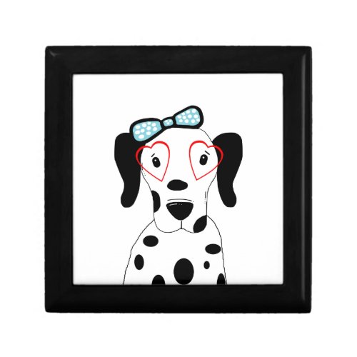Cute Dalmatian Dog Funny Face Hearts Jewelry Box