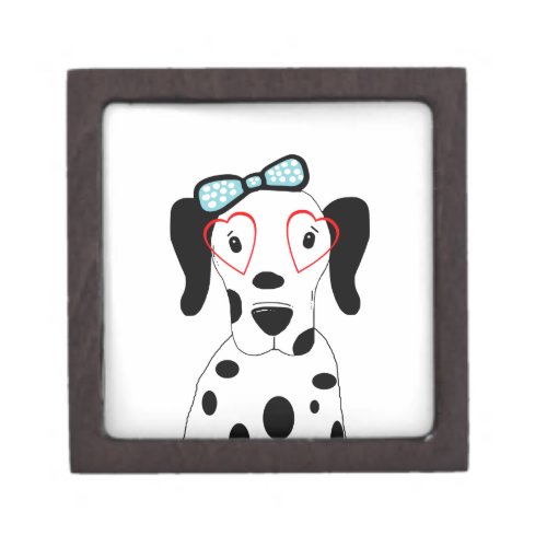 Cute Dalmatian Dog Funny Face Hearts Keepsake Box