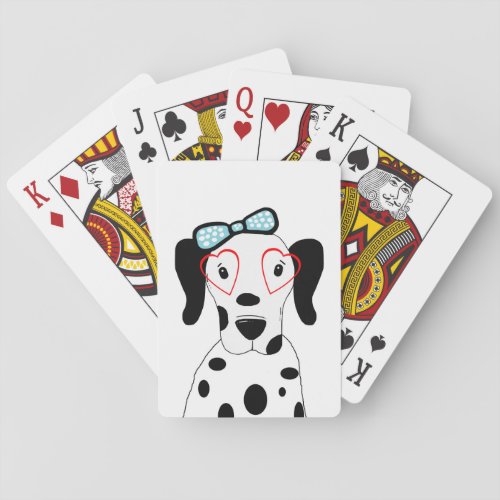 Cute Dalmatian Dog Funny Face Hearts Poker Cards