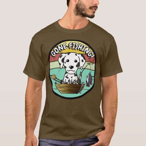 Cute dalmatian dog has gone fishing T_Shirt