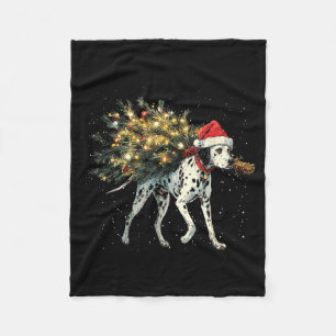 Cute Dalmatian Dog In A Christmas Tree For Men Wom Fleece Blanket