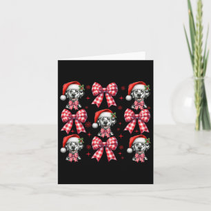 Cute Dalmatian Dog Red Plaid Coquette Bow Christma Card