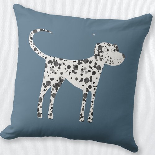 Cute Dalmatian Dog Teal Green Throw Pillow