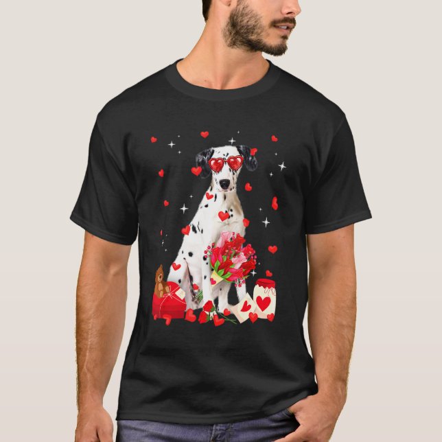 Cute Dalmatian Dog Valentine Fun Dog Dad Dog Mom T-Shirt (Front)