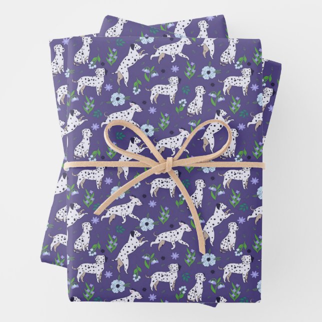 Cute Dalmatian Dogs Pets Pattern Wrapping Paper Sheets (In situ)