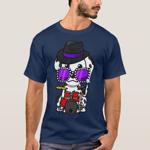 Cute Dalmatian jamming on the drums T_Shirt