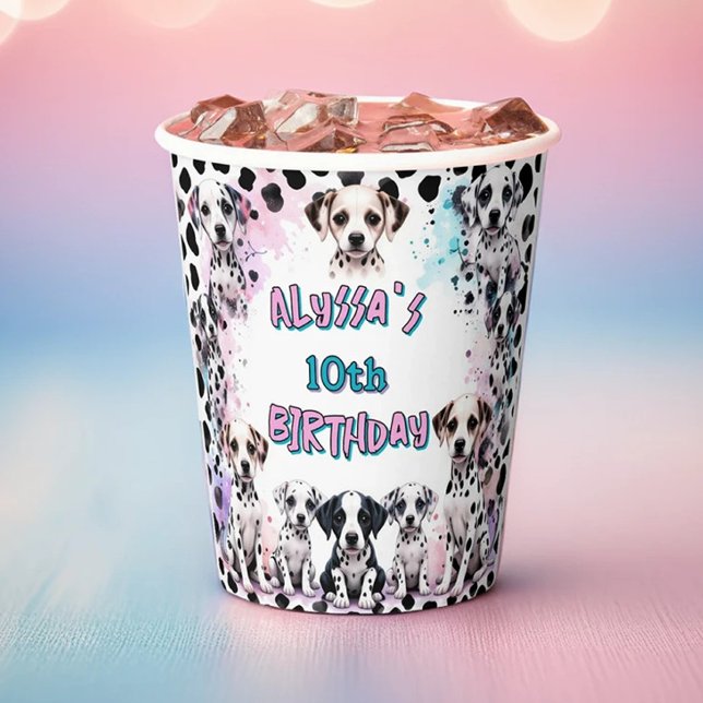 Cute Dalmatian Pastel Birthday Party Cups (Creator Uploaded)
