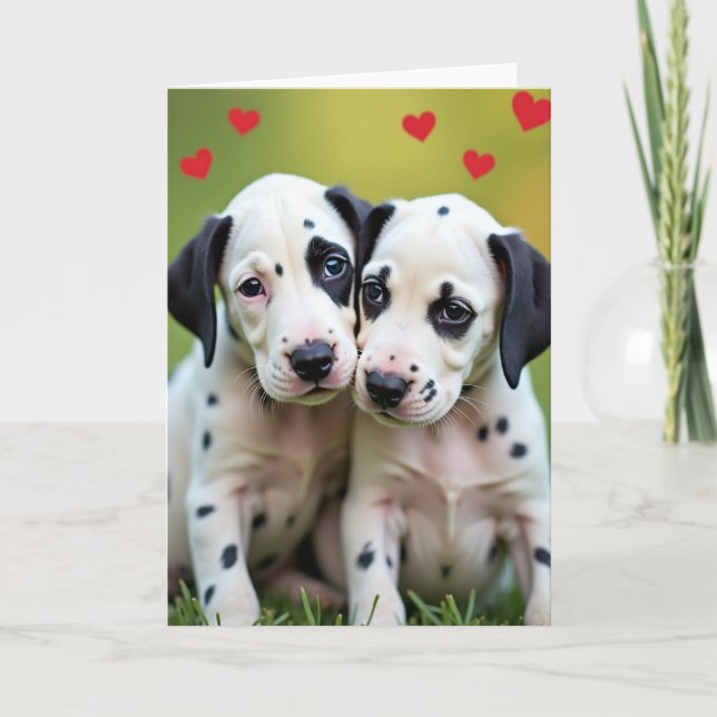 Cute Dalmatian Puppies Love Card (Front)