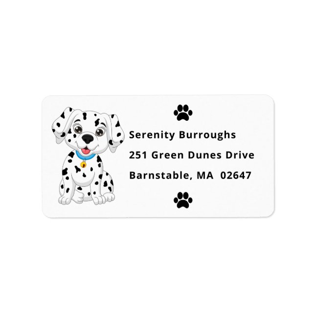 Cute Dalmatian Puppy Dog Cartoon Firedog Label (Front)