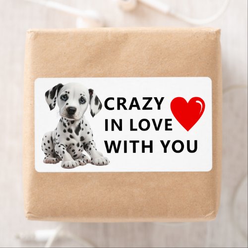 Cute Dalmatian Puppy Dog Love Cartoon Fire Dog  Label