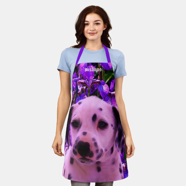Cute Dalmatian Puppy Dog Personalized Apron (Worn)