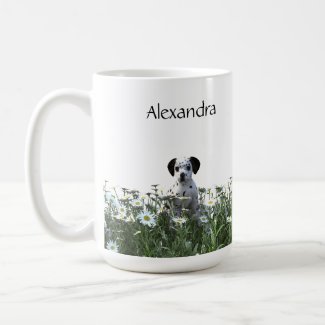 Cute Dalmatian Puppy in Daisies
