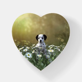 Cute Dalmatian Puppy in Daisies