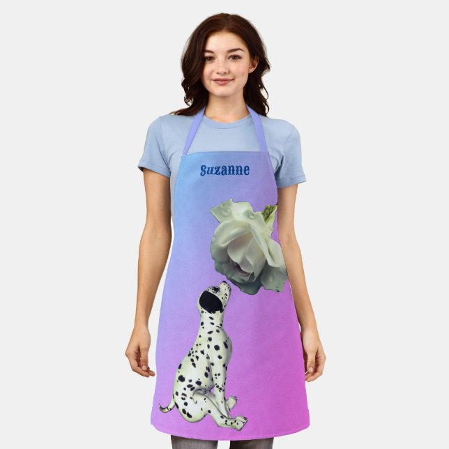 Cute Dalmatian Puppy Rose Animal Personalized Apron (Worn)