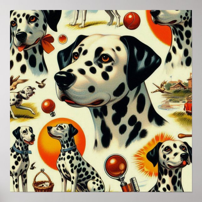 Cute Dalmatian Seamless Poster (Front)
