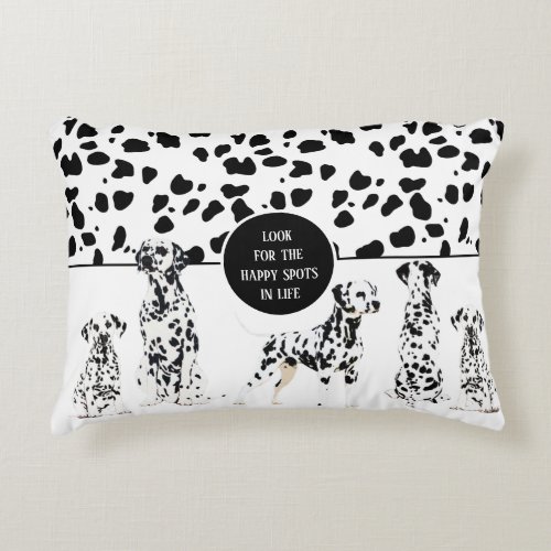 Cute Dalmatians Black  White Happy Spots Accent Pillow