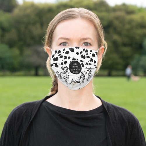 Cute Dalmatians Black  White Happy Spots Adult Cloth Face Mask