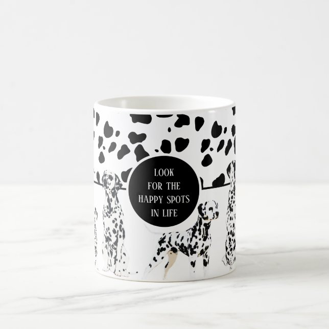 Cute Dalmatians Black & White Happy Spots Coffee Mug (Center)