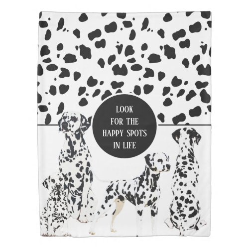 Cute Dalmatians Black  White Happy Spots Duvet Cover