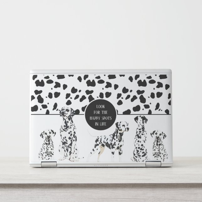 Cute Dalmatians Black & White Happy Spots HP Laptop Skin (Front)