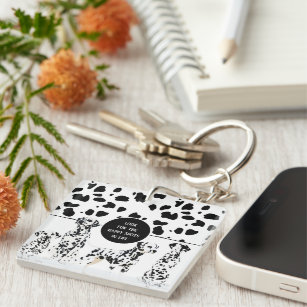 Cute Dalmatians Black & White Happy Spots Keychain