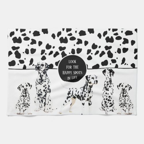 Cute Dalmatians Black  White Happy Spots Kitchen Towel