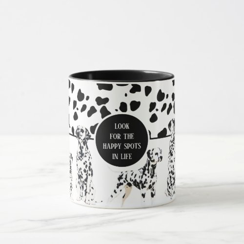Cute Dalmatians Black  White Happy Spots Mug