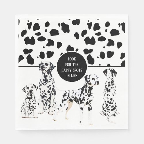 Cute Dalmatians Black  White Happy Spots Napkins