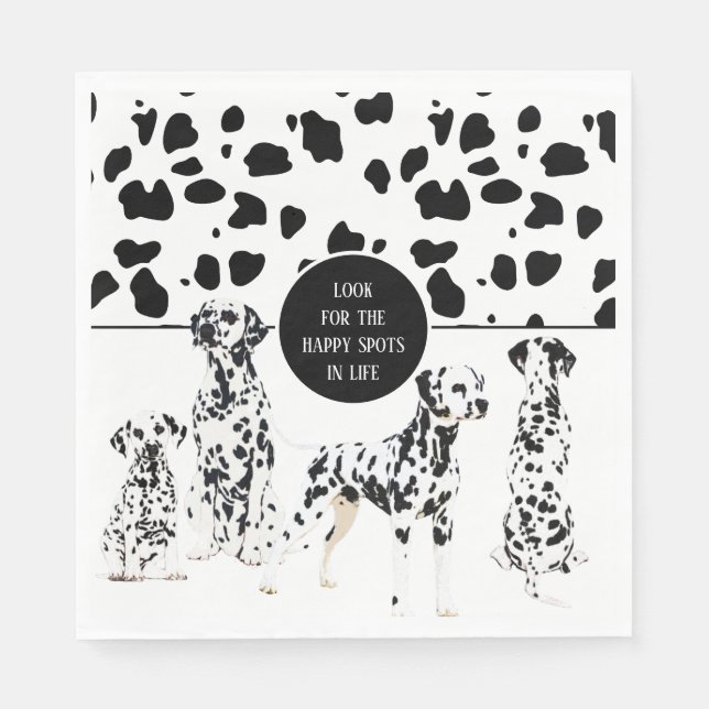 Cute Dalmatians Black & White Happy Spots Napkins (Front)