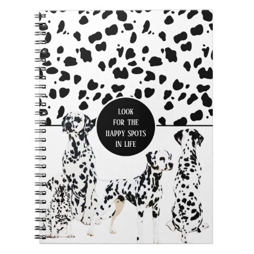 Cute Dalmatians Black  White Happy Spots Notebook
