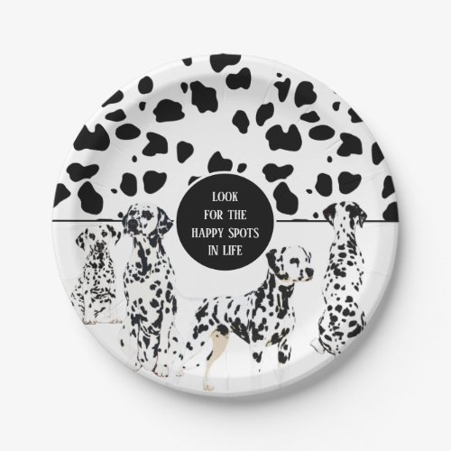 Cute Dalmatians Black  White Happy Spots Paper Plates