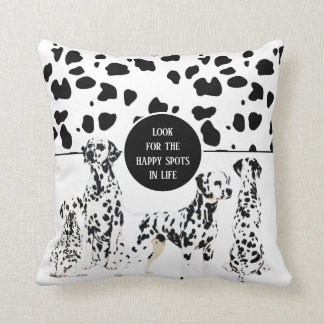 Cute Dalmatians Black & White Happy Spots Throw Pillow