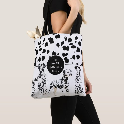 Cute Dalmatians Black  White Happy Spots Tote Bag