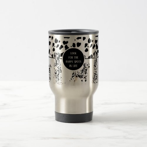 Cute Dalmatians Black  White Happy Spots Travel Mug