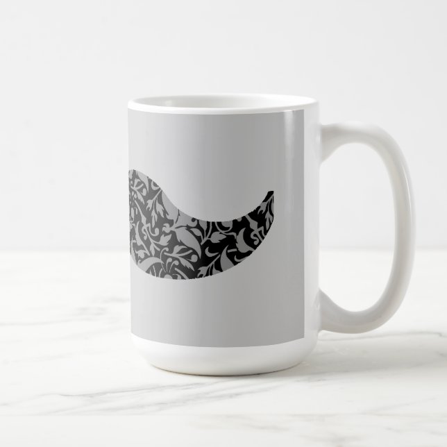 cute damask mustache coffee mug (Right)