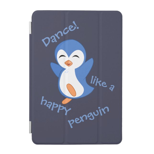 Cute Dance Like a Happy Penguin Blue iPad Mini Cover (Front)