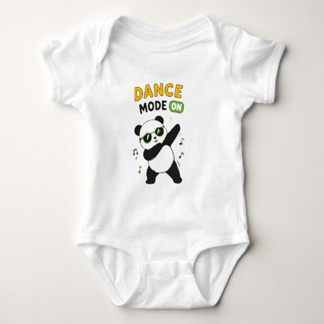 Cute "Dance Mode" Panda Bear Baby Bodysuit Alterna (Front)