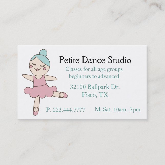 Cute Dance Studio Custom Calling Card (Front)