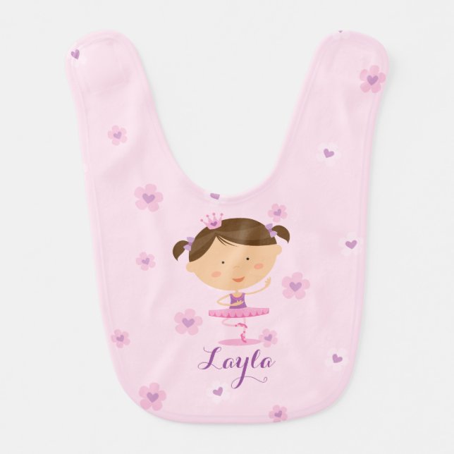 Cute Dancer Ballerina Girl Baby Bib (Front)