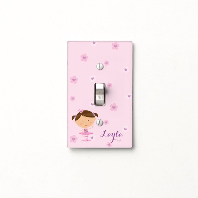 Cute Dancer Ballerina Girl Light Switch Cover (In Situ)